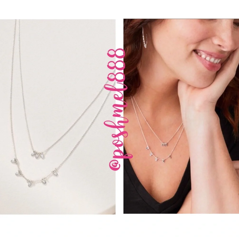 Stella & Dot | Ultra Delicate 2-in-1 SILVER Petal Necklace Set Retired - Picture 1 of 9